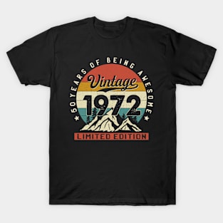 50 Years Of Being Awesome Vintage 1972 50th Birthday 50th Birthday Gift T-Shirt